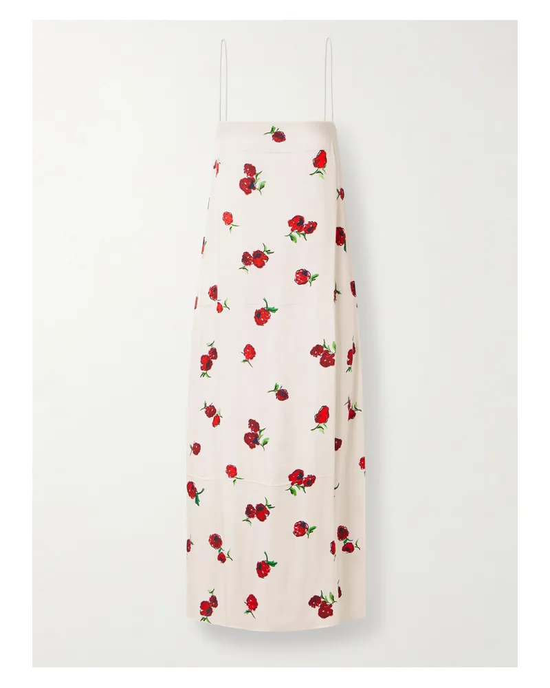 KHAITE Sicily Midikleid Aus Glänzendem Twill Mit Print - Ecru Ecru