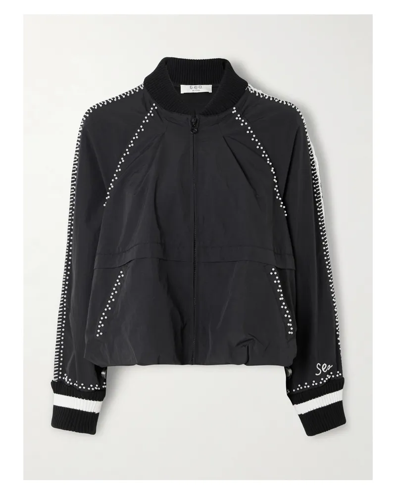 Sea Alberta Verkürzte Trainingsjacke Aus Shell Mit Verzierungen - Schwarz Schwarz