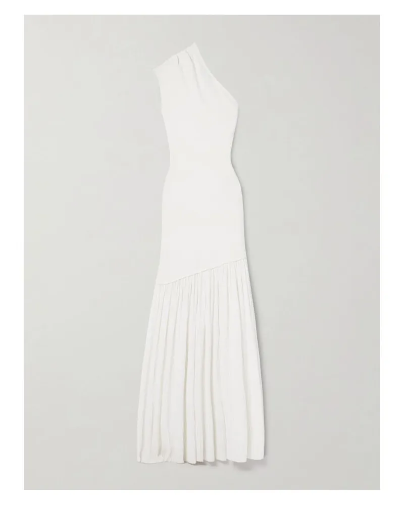 Proenza Schouler Cora Asymmetrisches Maxikleid Aus Stretch-strick Und Krepon Mit Falten - Weiß Weiß