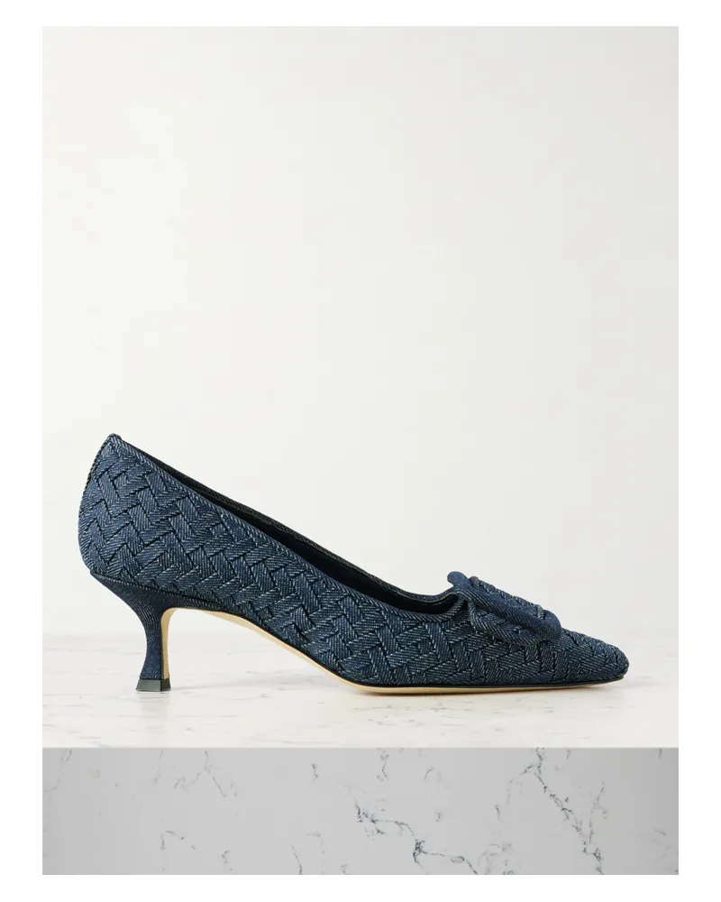 Manolo Blahnik Maysale 70 Pumps Aus Geflochtenem Denim Mit Schnalle - Blau Blau