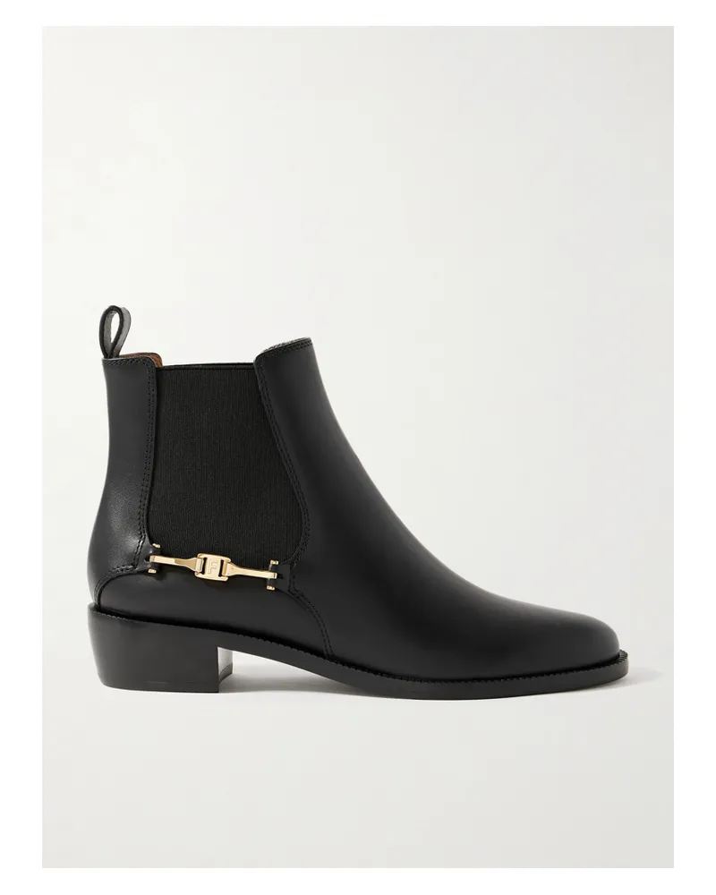 Ferragamo Chelsea Boots Aus Leder Mit Verzierung - Schwarz Schwarz