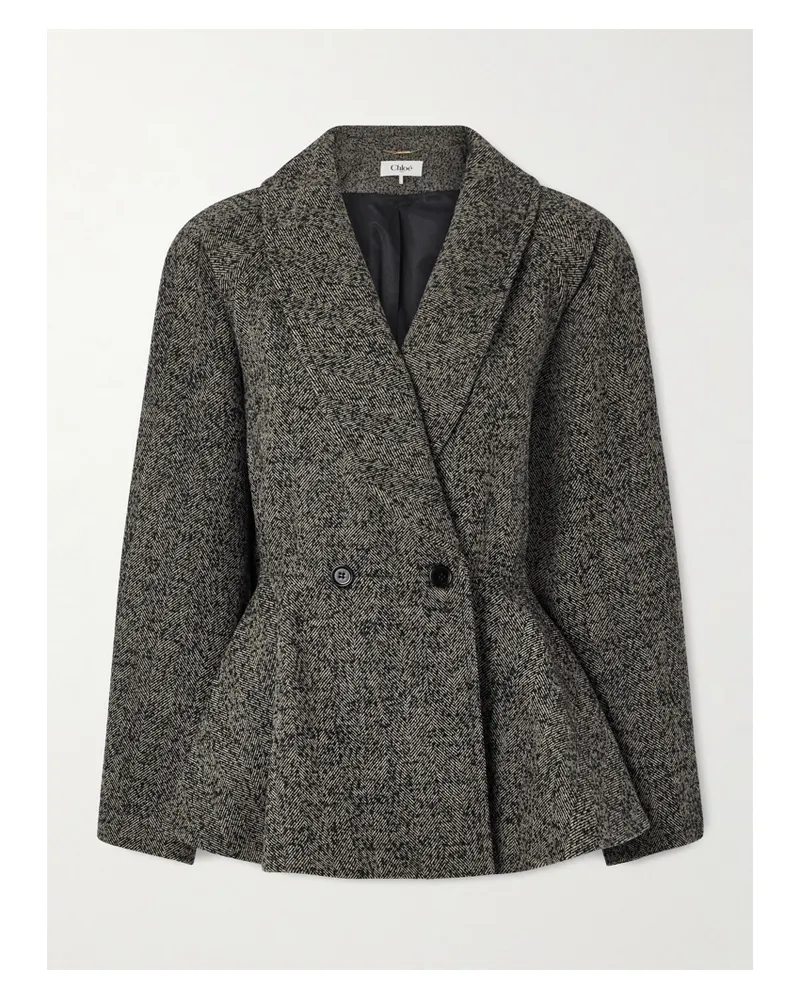 Chloé Doppelreihiger Blazer Aus Einer Wollmischung Mit Fischgratmuster - Grau Grau