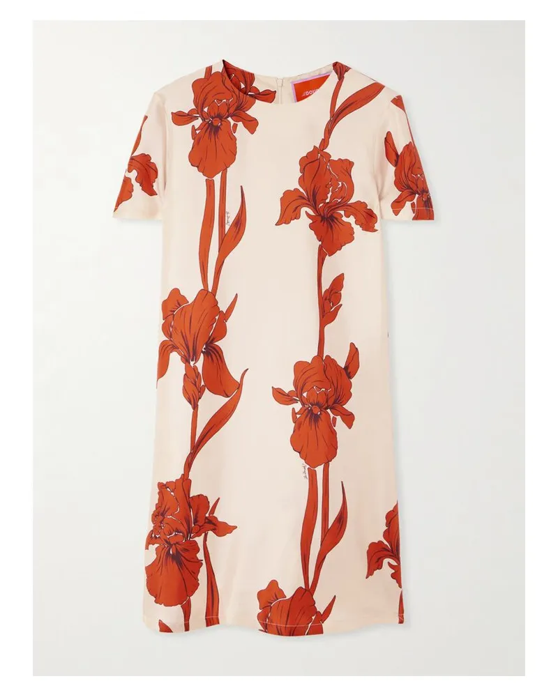 La DoubleJ Minikleid Aus Seiden-twill Mit Blumenprint - Creme Creme