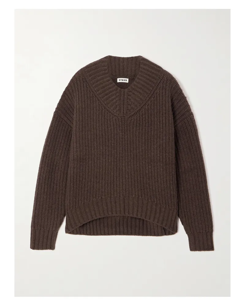 STAUD Otto Pullover Aus Einer Wollmischung In Rippstrick - Braun Braun