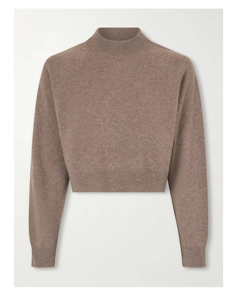 Jil Sander Cropped Wool And Cashmere-blend Sweater - Brown Brown
