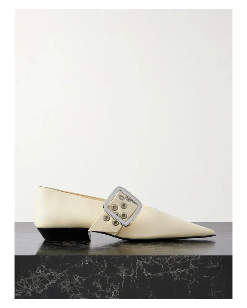 Jil Sander Mary-jane-ballerinas Aus Leder Mit Ösen - Creme Creme