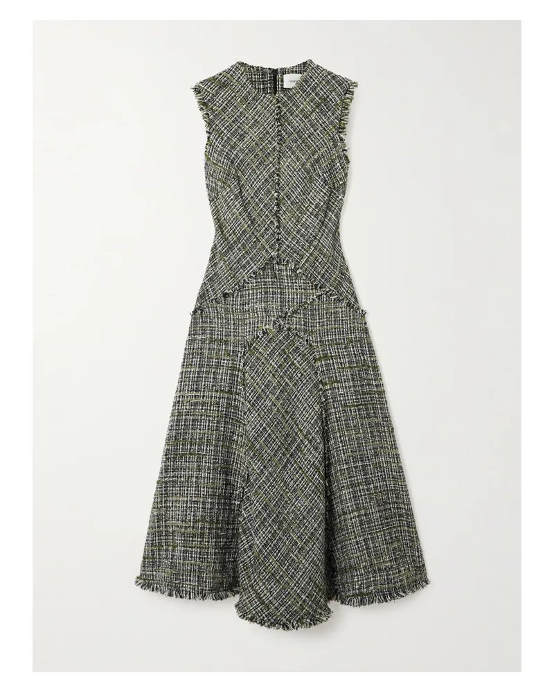 Erdem Midikleid Aus Tweed Mit Fransen - Grün Grün
