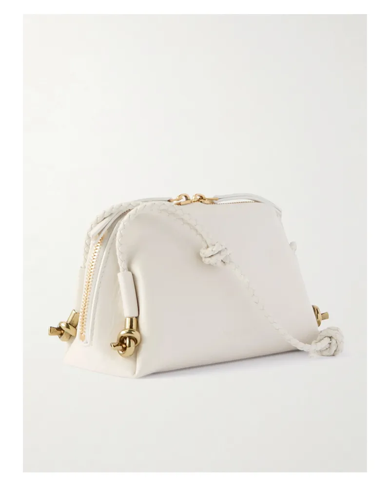 Bottega Veneta Embellished Intrecciato-trimmed Leather Pouch - White White