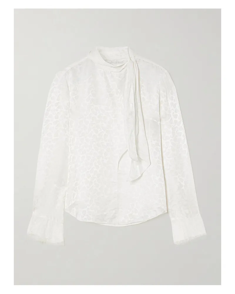 Isabel Marant Raphaella Schluppenbluse Aus Glänzendem Jacquard Mit Paisley-muster - Weiß Weiß