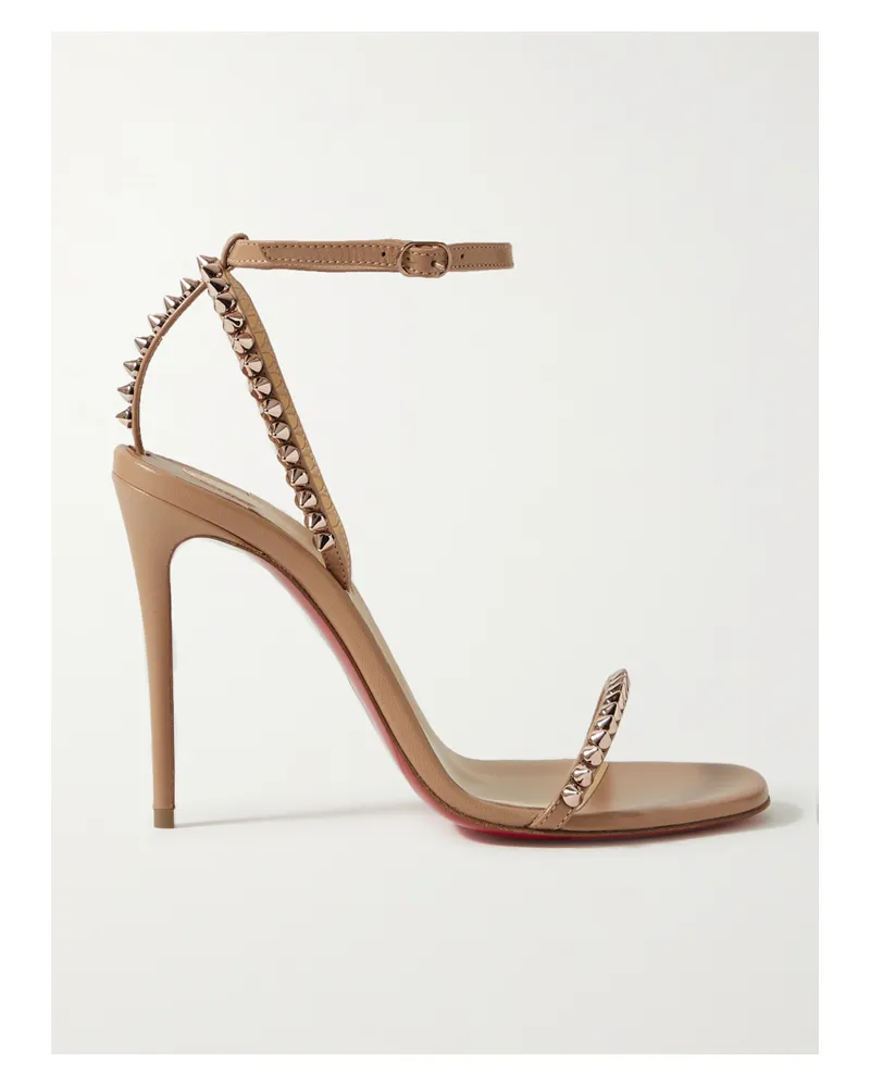 Christian Louboutin So Me 100 Sandalen Aus Leder Mit Nieten - Neutral Neutral