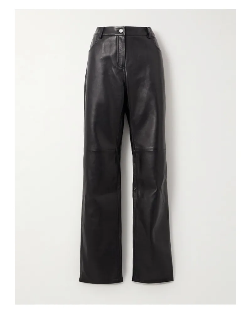 Magda Butrym Hose Mit Geradem Bein Aus Leder - Schwarz Schwarz