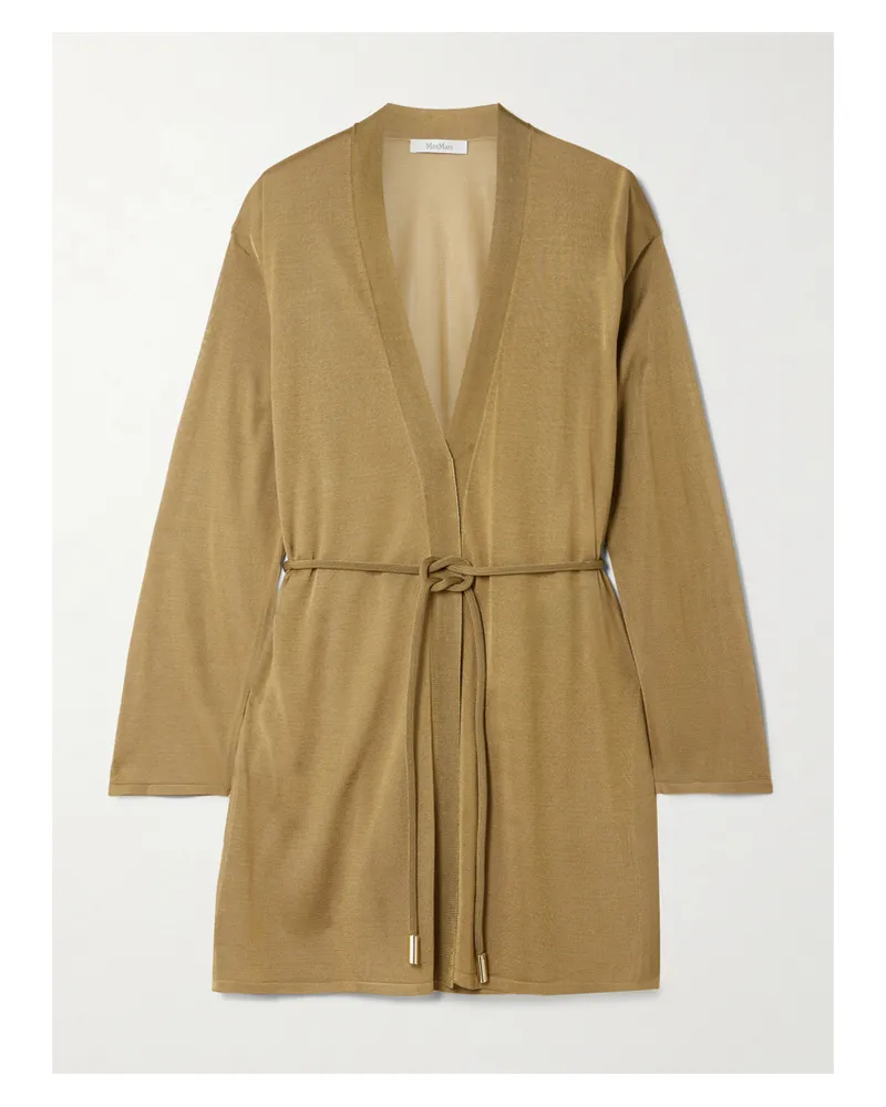 Max Mara Danza Cardigan Aus Strick Mit Bindegürtel - Gold Gold