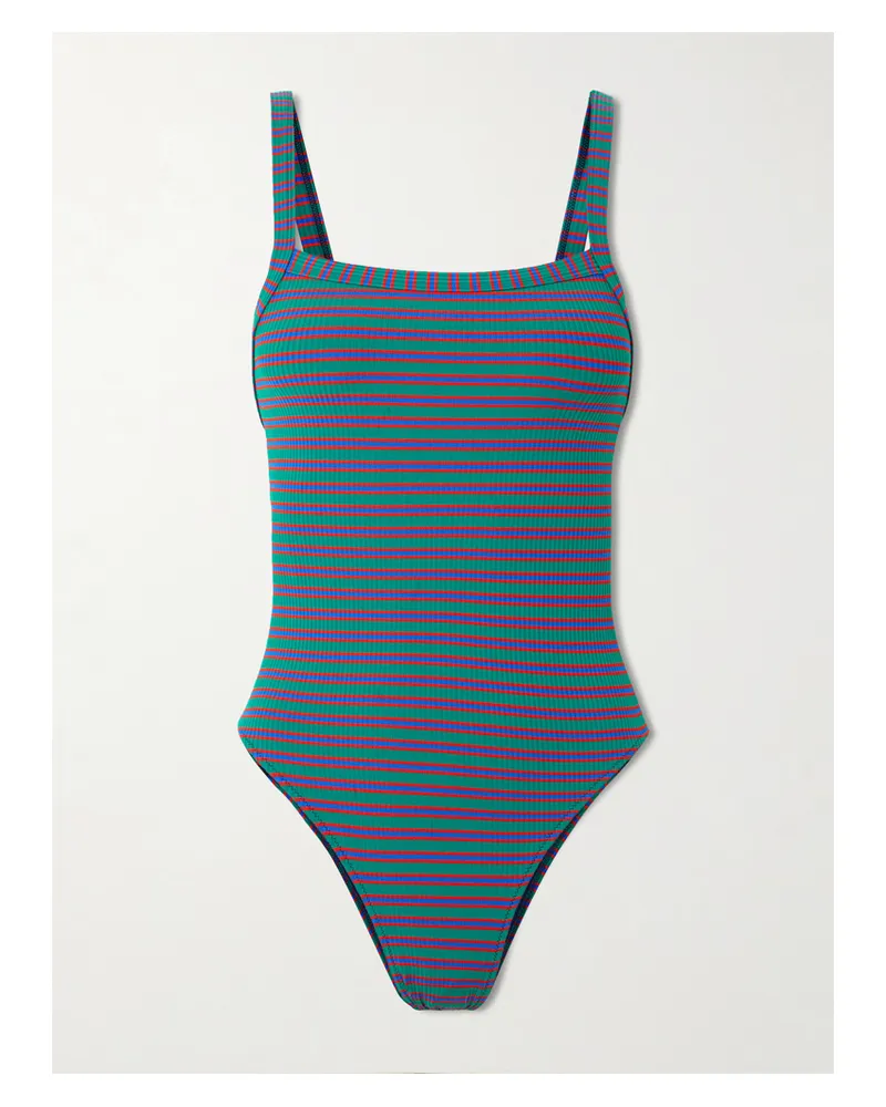 LIDO Trentanove Gestreifter, Gerippter Badeanzug - Grün Grün