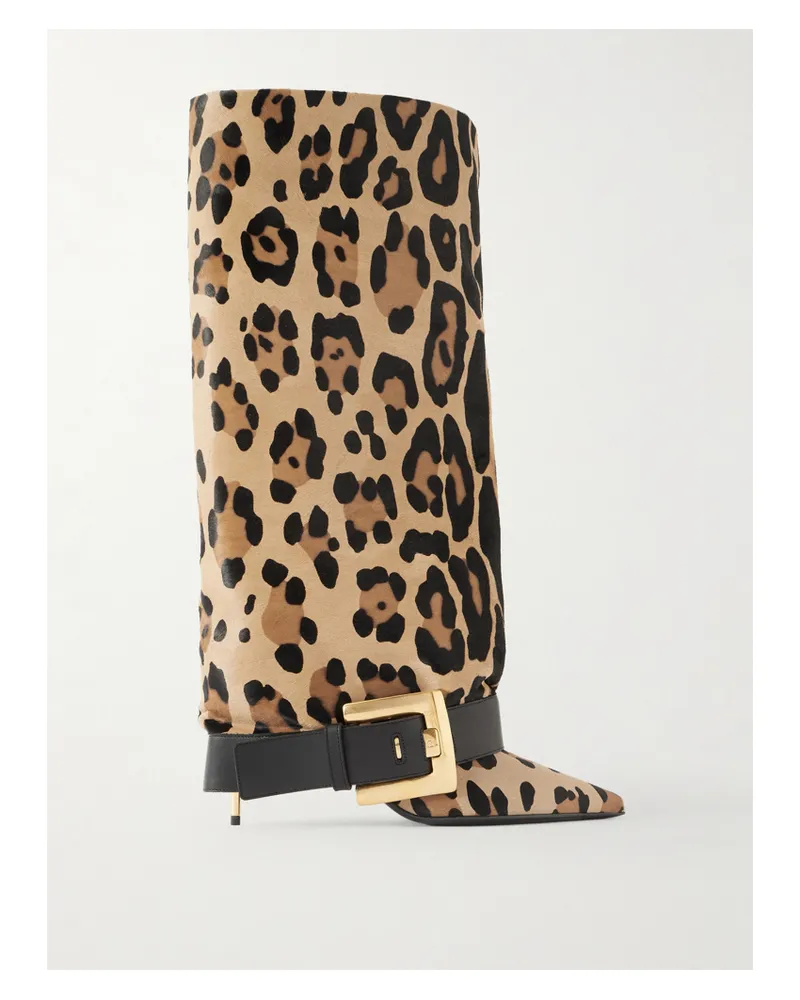 Balmain Kniehohe Stiefel Aus Kalbshaar Mit Leopardenprint - Animal-Print Animal-print