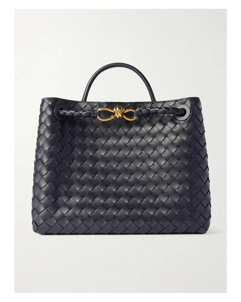 Bottega Veneta Andiamo Medium Intrecciato Leather Tote - Blue Blue