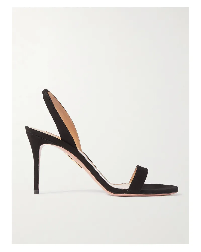 Aquazzura So Nude 85 Suede Slingback Sandals - Black Black