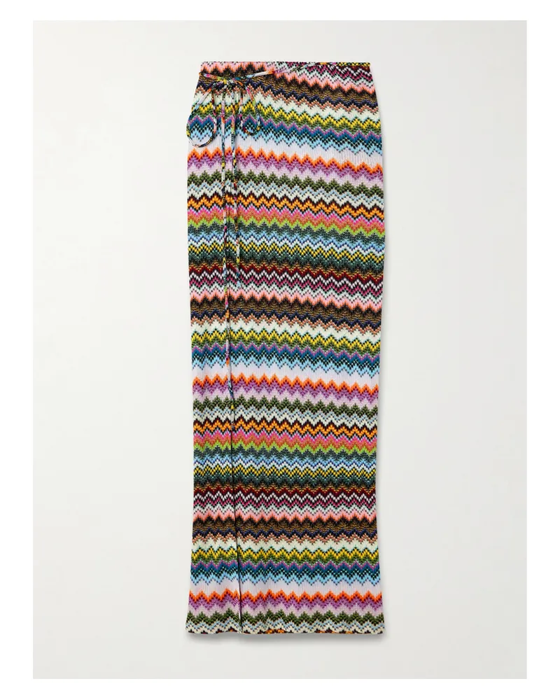 Missoni Mare Maxi-wickelrock Aus Gestreiftem Metallic-häkelstrick - Mehrfarbig Mehrfarbig