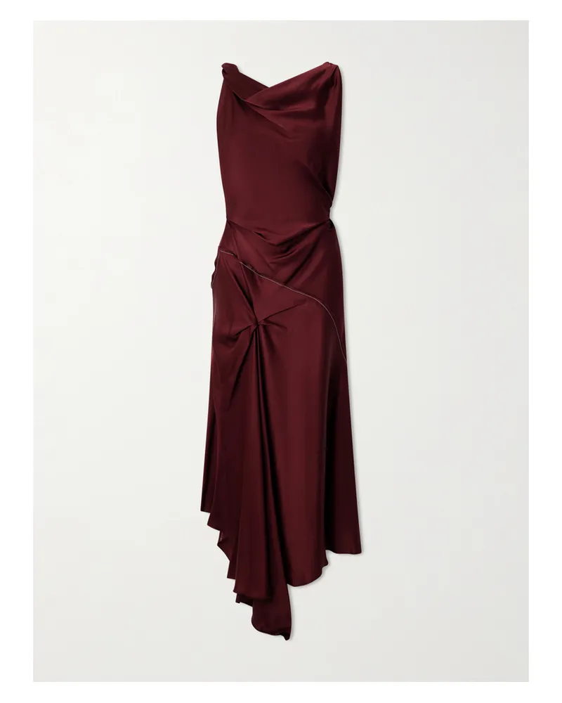 Victoria Beckham Asymmetrische Robe Aus Satin Mit Raffungen - Burgunder Burgunder