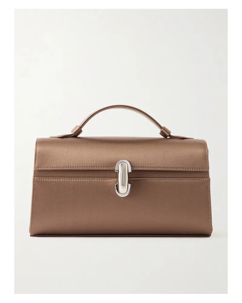 SAVETTE Symmetry Pochette Satin Tote - Brown Brown