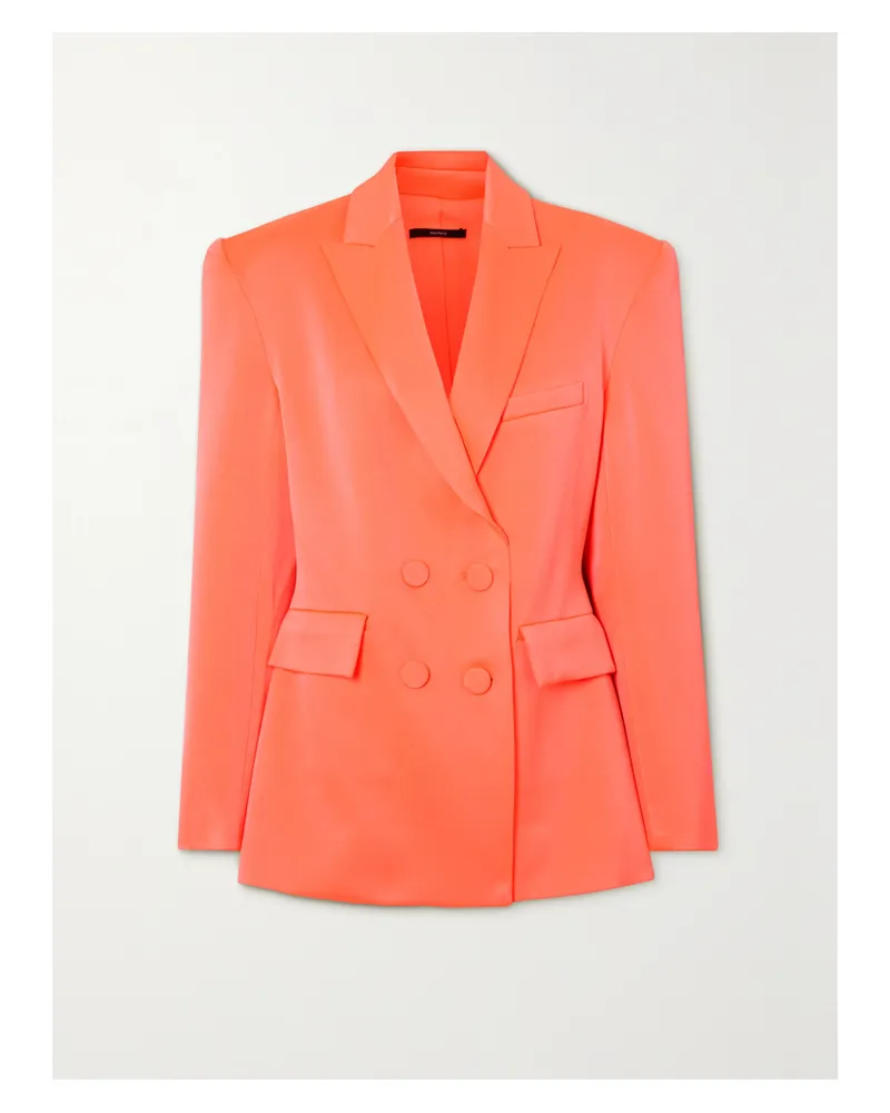 Alex Perry Wells Doppelreihiger Blazer Aus Satin-crêpe - Orange Orange
