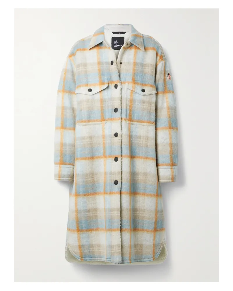 Moncler Vanay Karierter Mantel Aus Gebürstetem Filz Aus Einer Wollmischung - Neutral Neutral