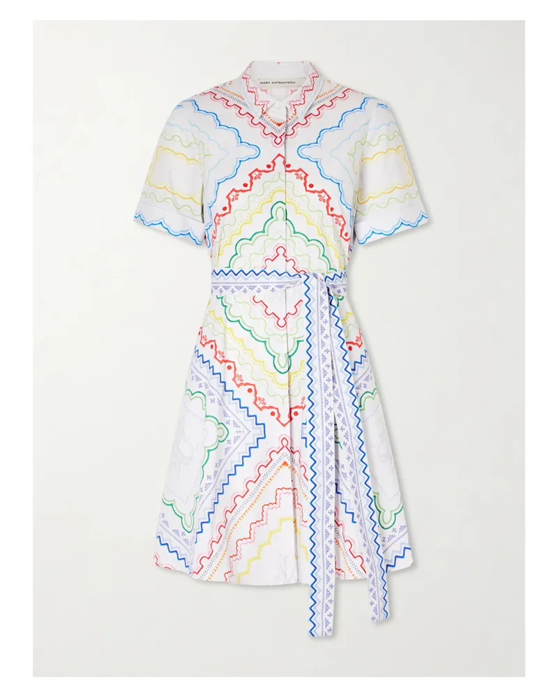 Mary Katrantzou Belted Printed Cotton-blend Midi Dress - Multi Multi