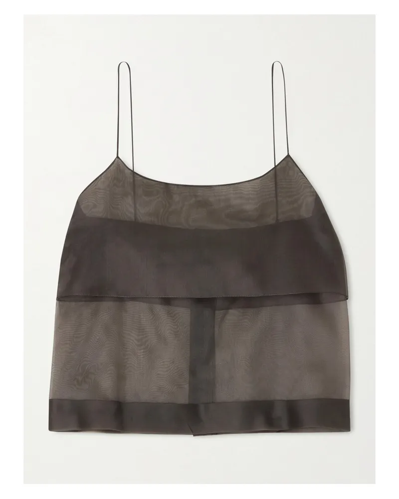 Calvin Klein Carmen Layered Silk-organza Top - Brown Brown
