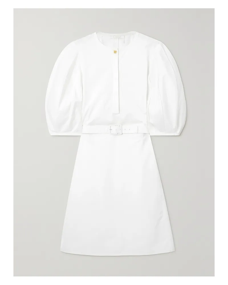 Chloé Net Sustain Minikleid Aus Biobaumwollpopeline Mit Gürtel - Weiß Weiß