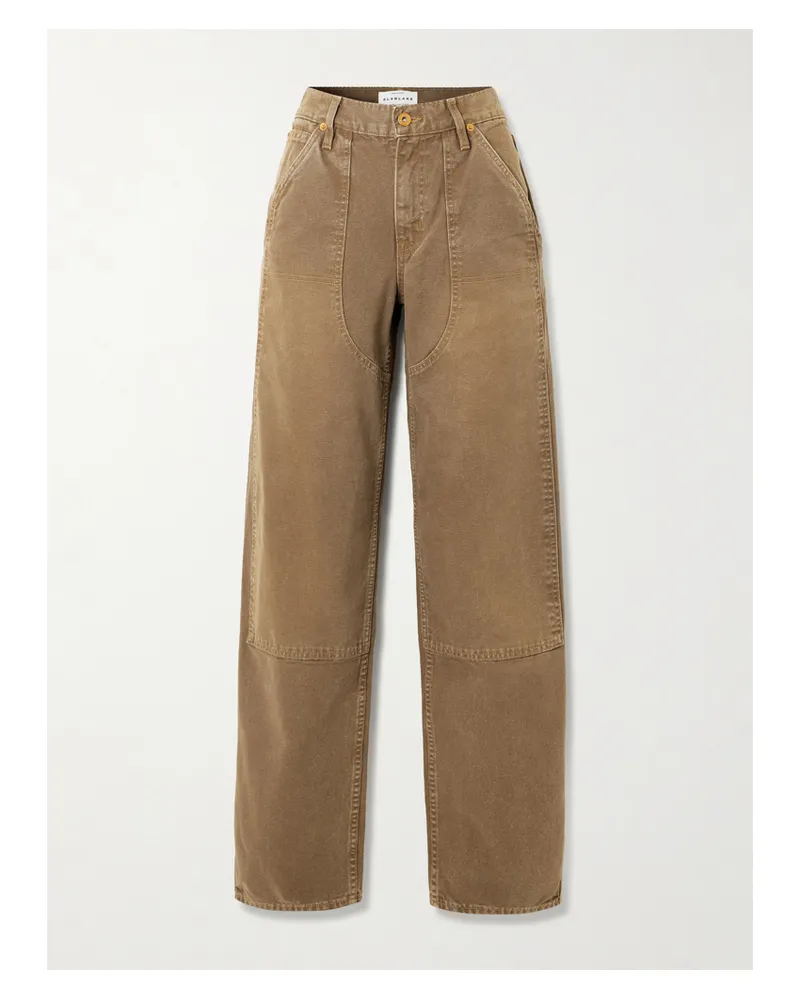SLVRLAKE Tess Worker Paneled Cotton-canvas Barrel-leg Pants - Brown Brown