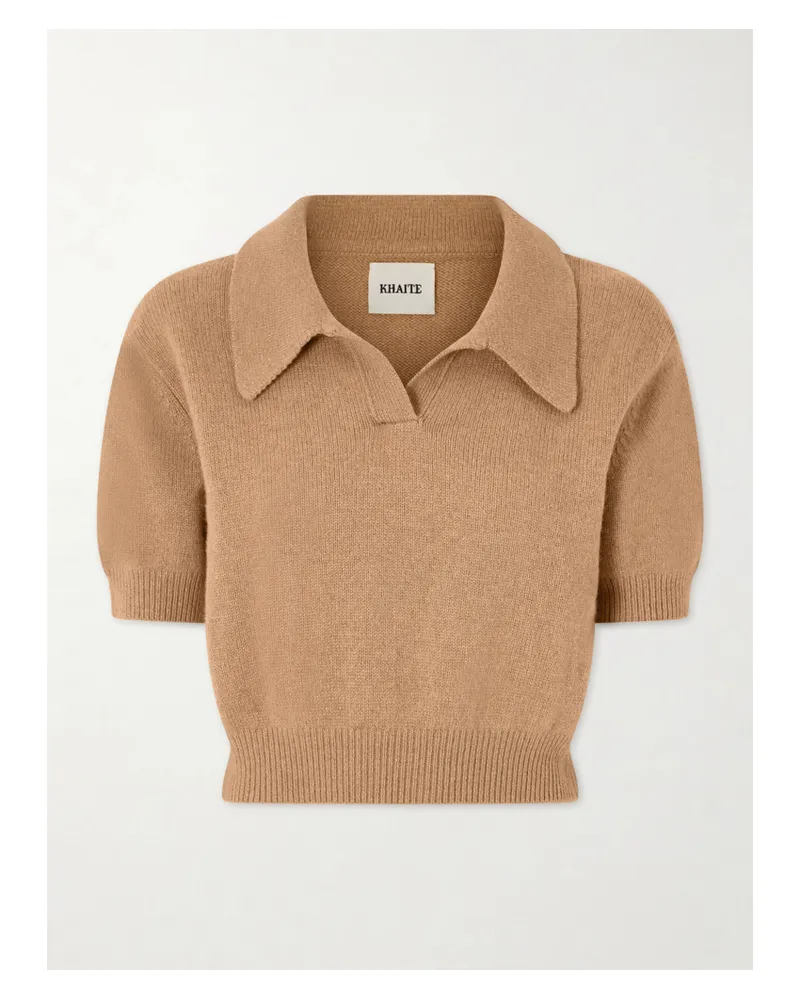 KHAITE Leni Cropped Wool And Cashmere-blend Sweater - Brown Brown
