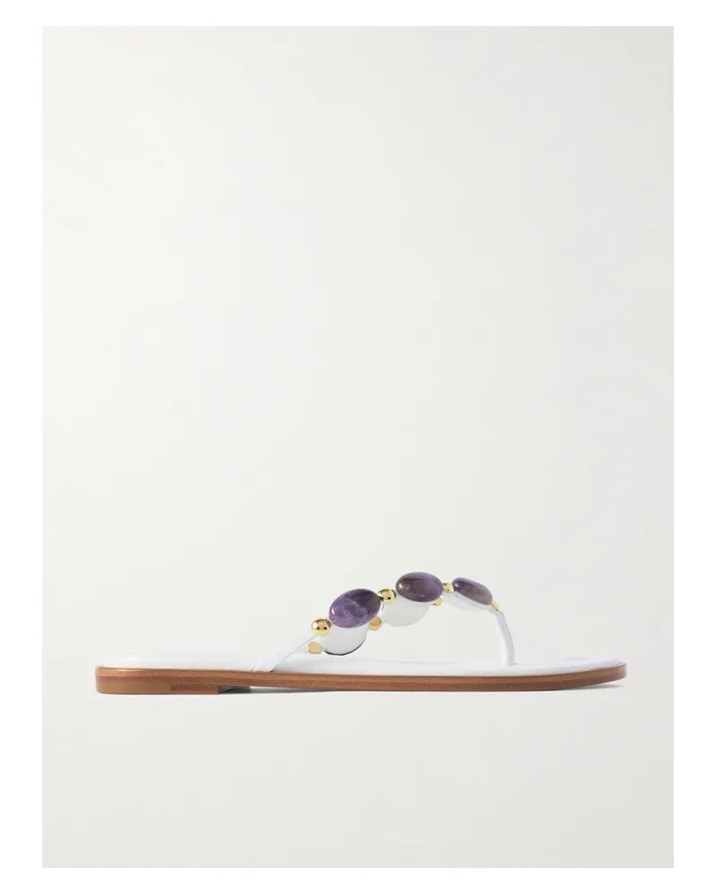 Gianvito Rossi Shanti Zehensandalen Aus Leder Mit Zierperlen - Weiß Weiß