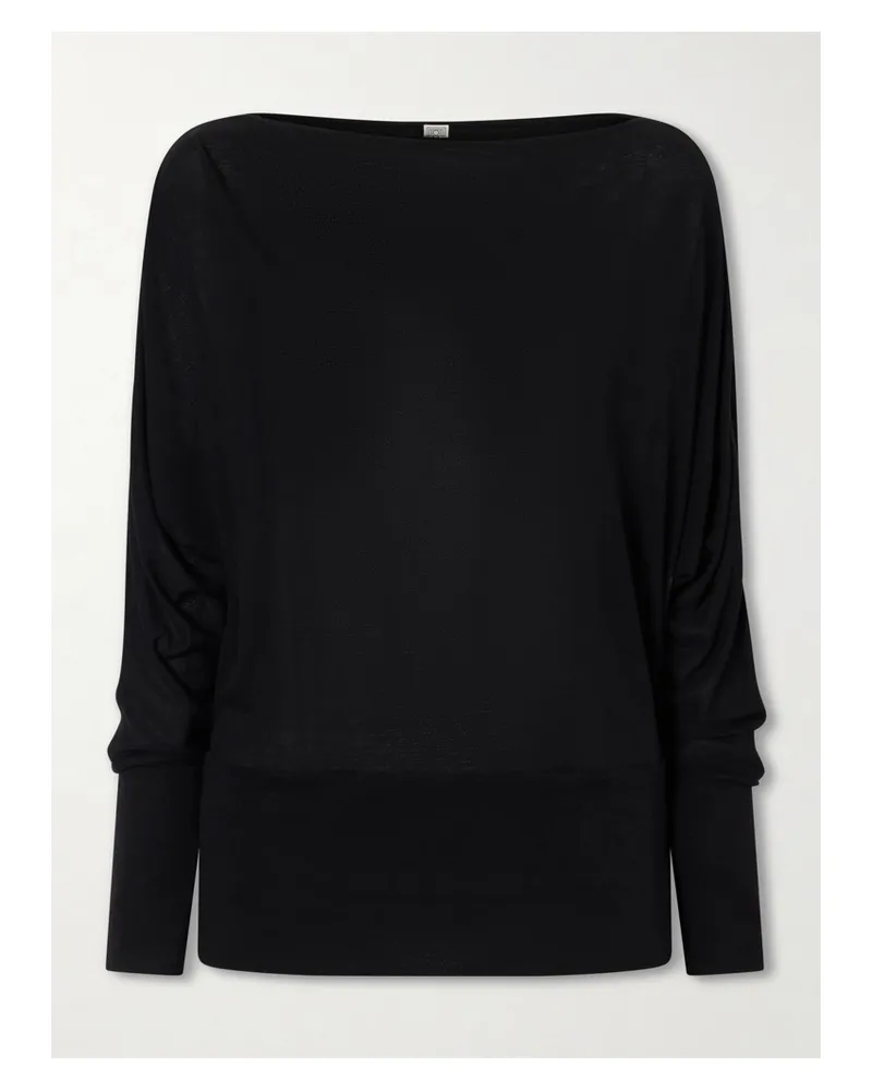 Totême Boatneck Jersey Top - Black Black