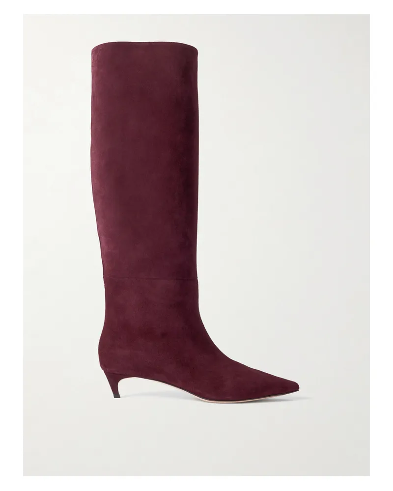 Jimmy Choo Maxima 35 Kniehohe Stiefel Aus Veloursleder - Burgunder Burgunder