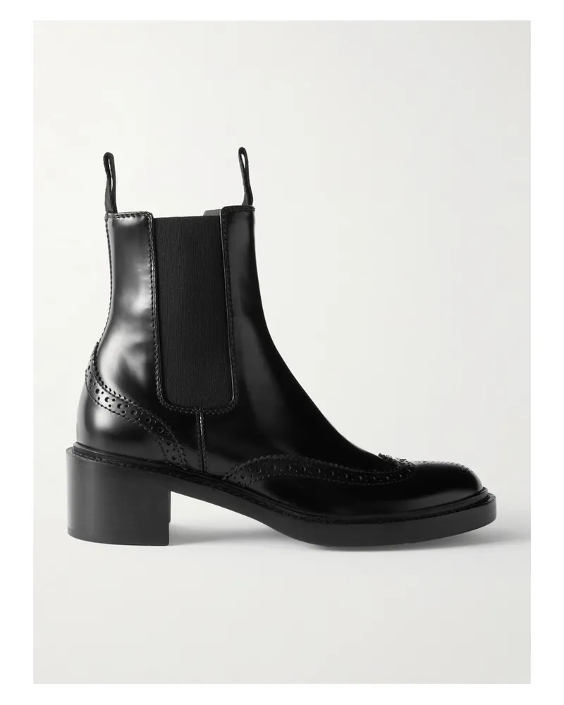 Saint Laurent Vincent Chelsea Boots Aus Leder Mit Perforierungen - Schwarz Schwarz