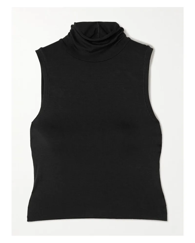 ÉTERNE Harlow Top Aus Stretch-modal-jersey Mit Stehkragen - Schwarz Schwarz