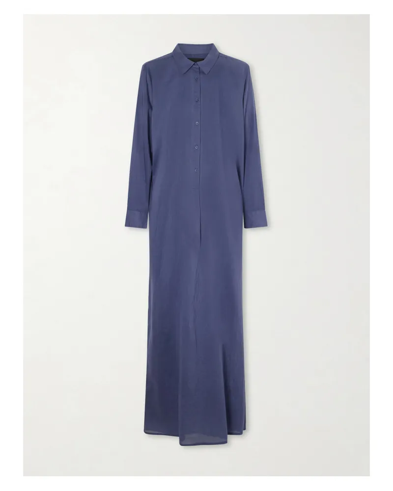 Nili Lotan Mina Cotton-voile Midi Dress - Blue Blue