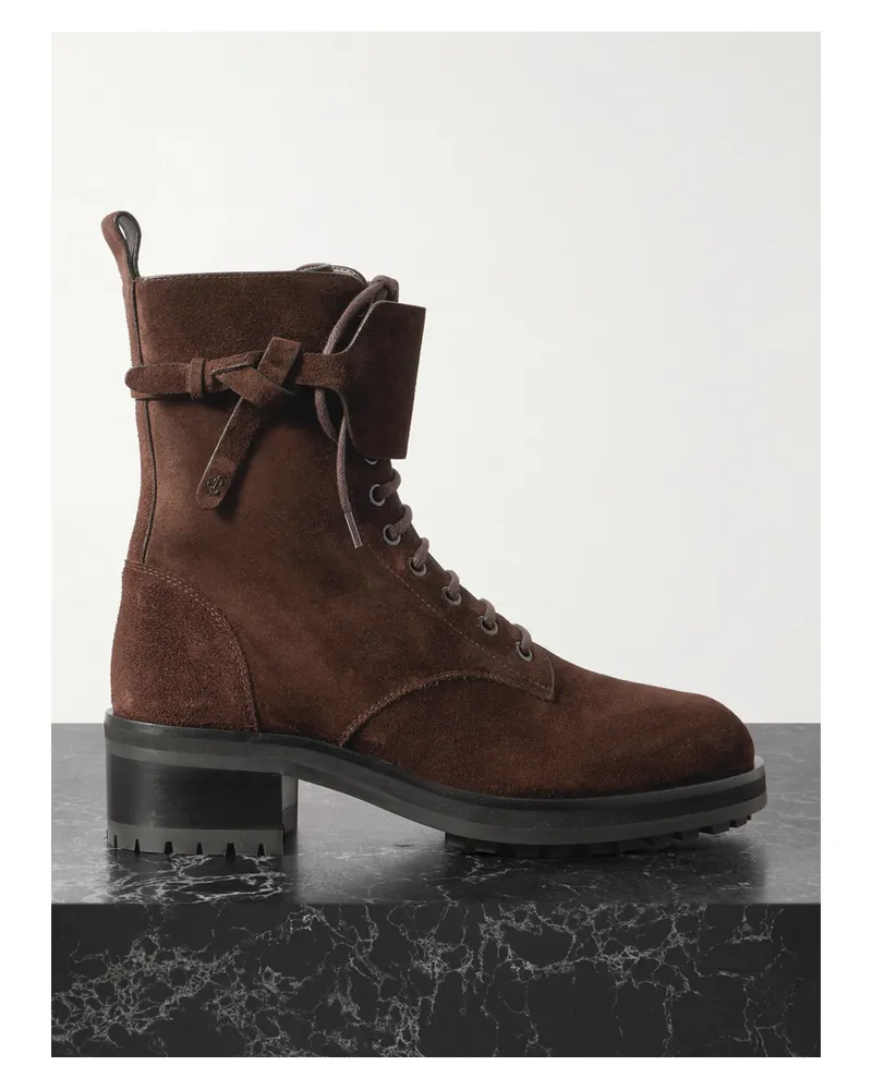Jimmy Choo Rosabel 55 Schnürstiefel Aus Veloursleder - Braun Braun