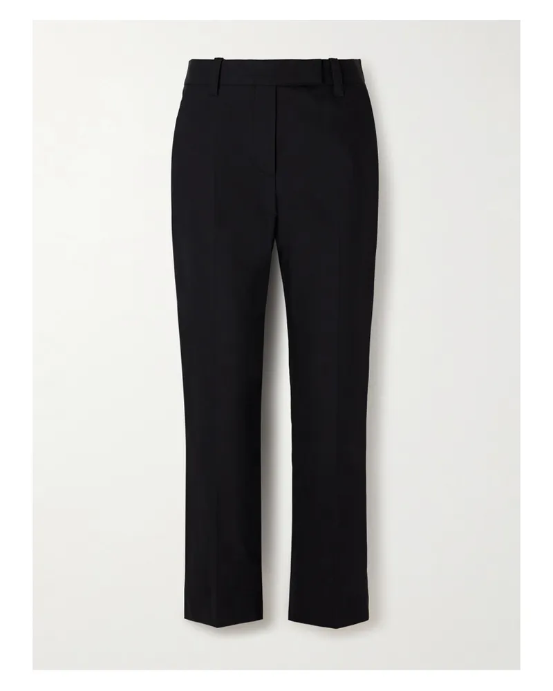 Brunello Cucinelli Verkürzte Hose Mit Schmal Zulaufendem Bein Aus Stretch-baumwoll-twill Mit Bügelfalten - Schwarz Schwarz