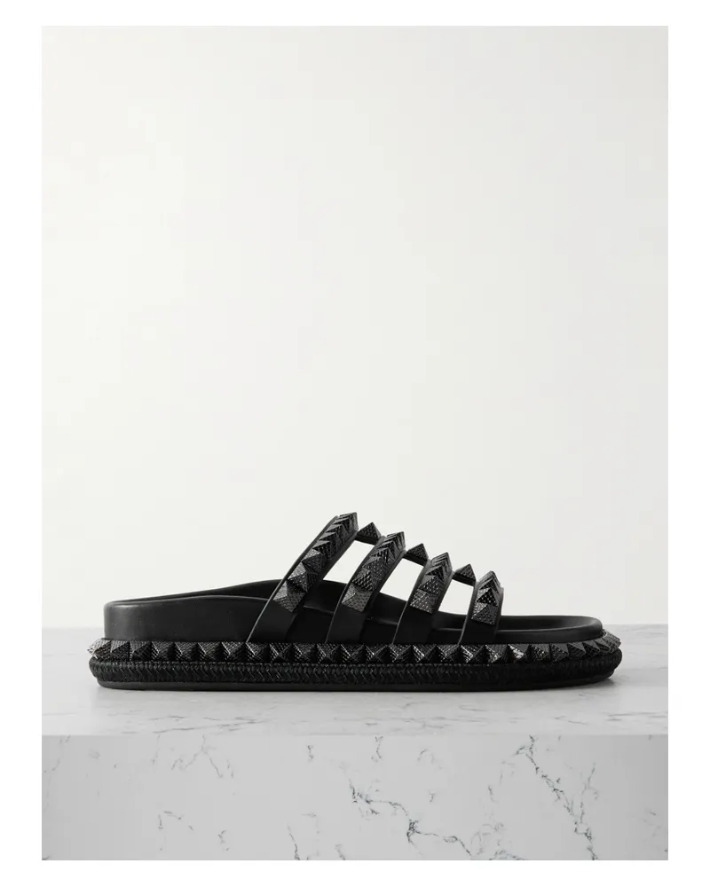 Christian Louboutin Pyra Hallulila Pantoletten Aus Leder Mit Nieten - Schwarz Schwarz