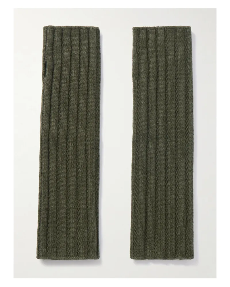 arch4 Ribbed Cashmere Wrist Warmers - Green Green