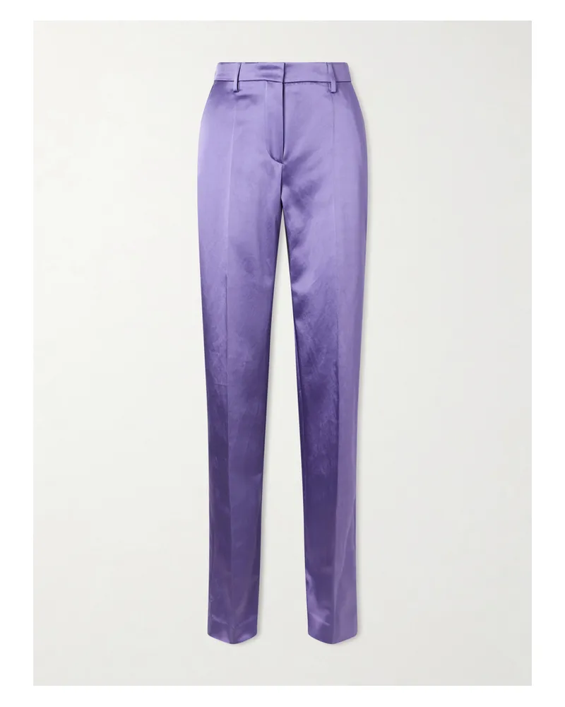 Dries van Noten Cotton-blend Satin Straight-leg Pants - Purple Purple