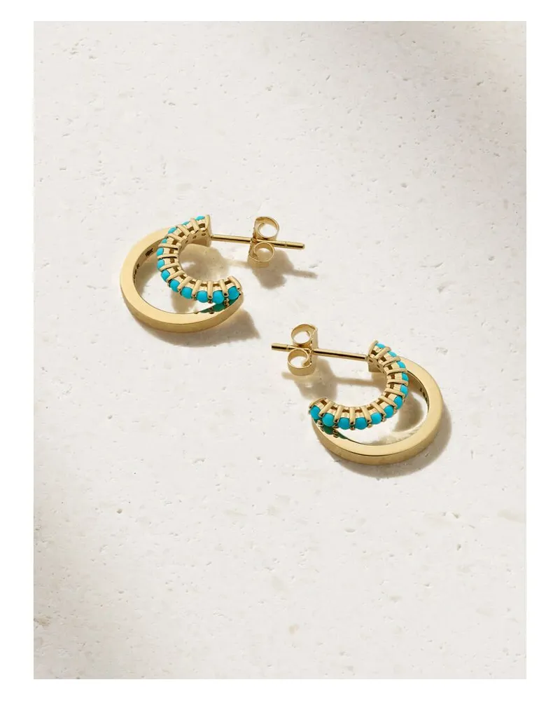 Jennifer Meyer Mini Double Creolen Aus 18 Karat Gold Mit Türkisen Gold