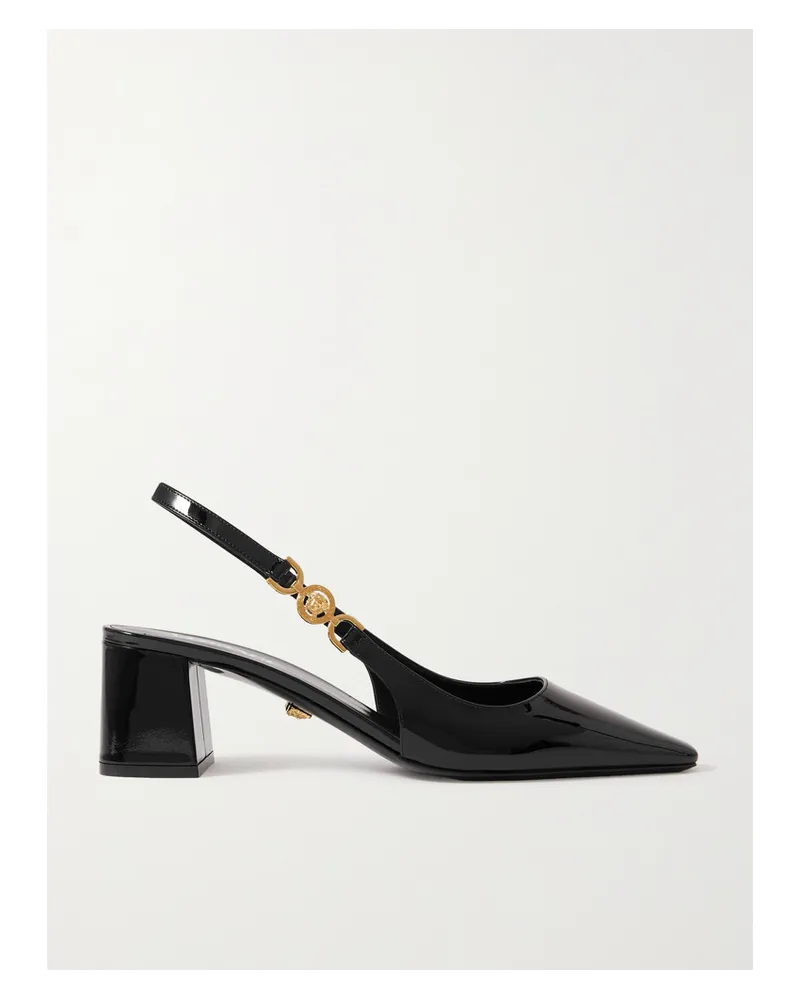 Versace Slingback-pumps aus Lackleder mit Verzierung Schwarz