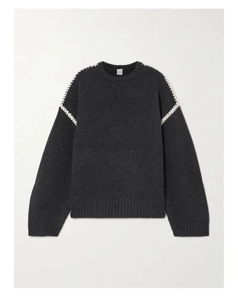 Totême Oversized-pullover Aus Einer Woll-kaschmirmischung Mit Stickereien - Grau Grau