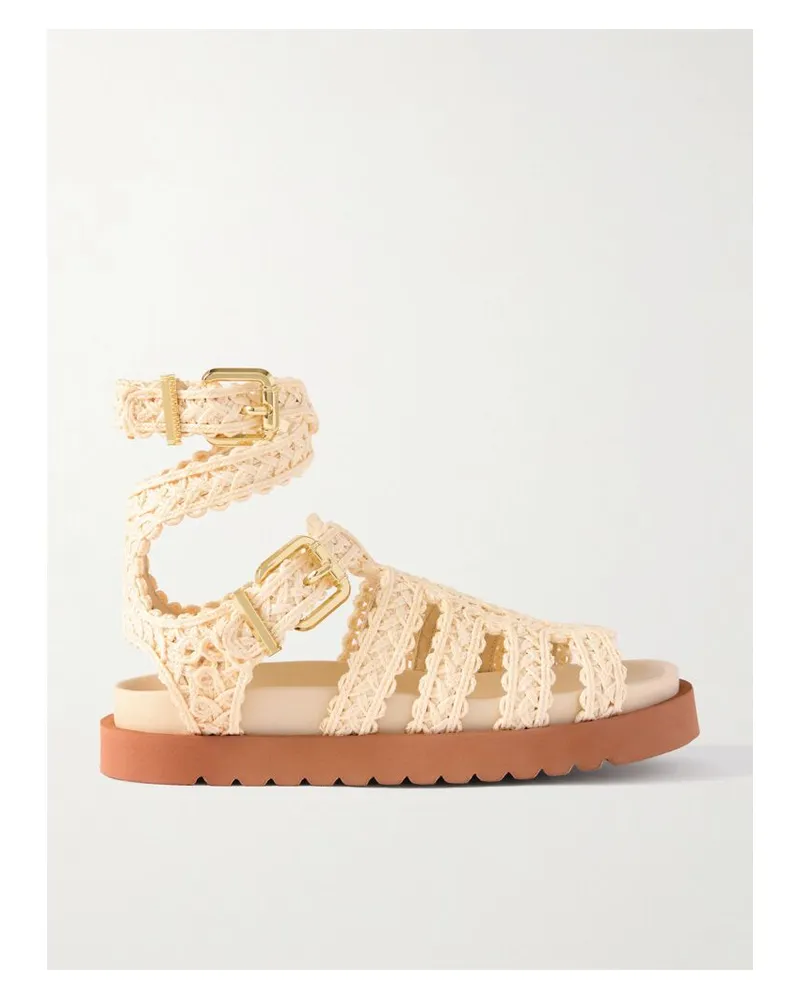 Zimmermann Gleam Sandalen Aus Raffiabast Mit Schnallen - Wollweiß Wollweiß