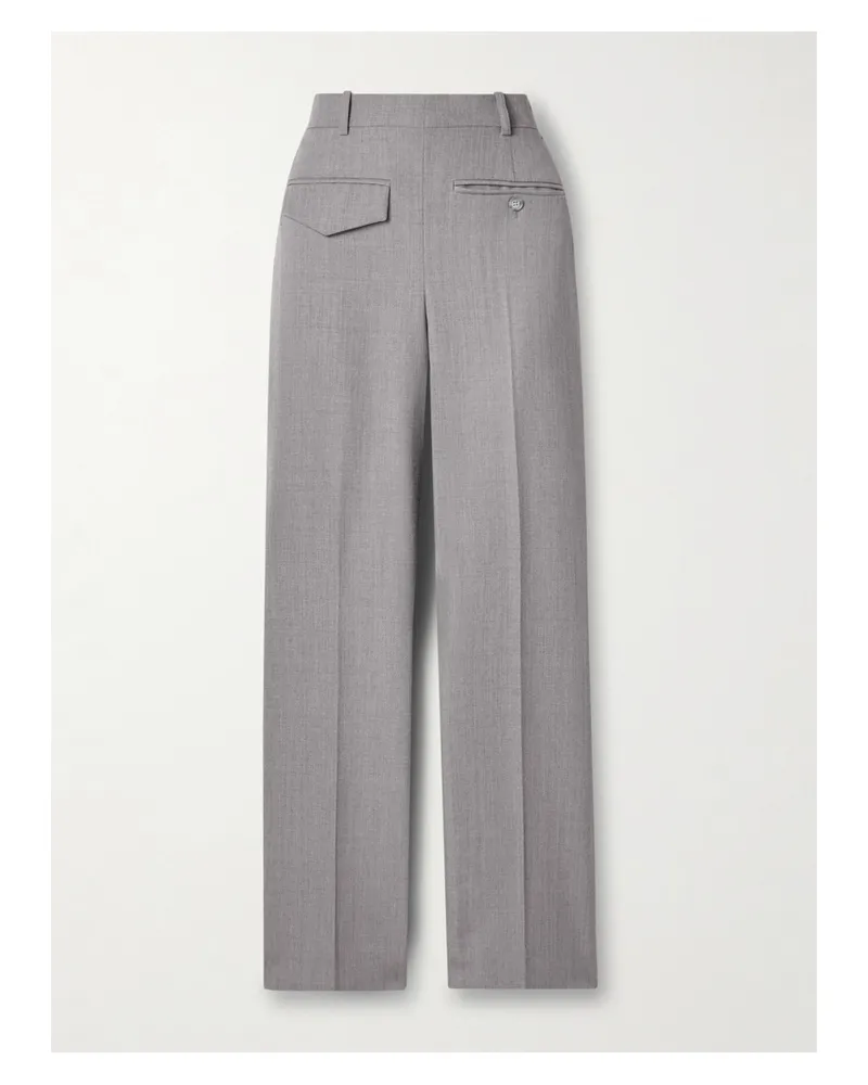 Victoria Beckham Hose Mit Weitem Bein Aus Karierter Wolle - Grau Grau