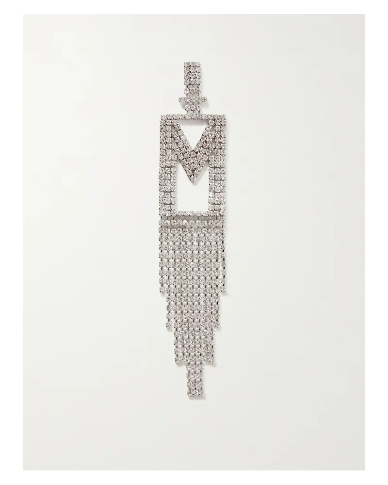 Retrofête Alphabet Einzelner Ohrring Mit Rhodiumauflage Und Kristallen - Silber Silber