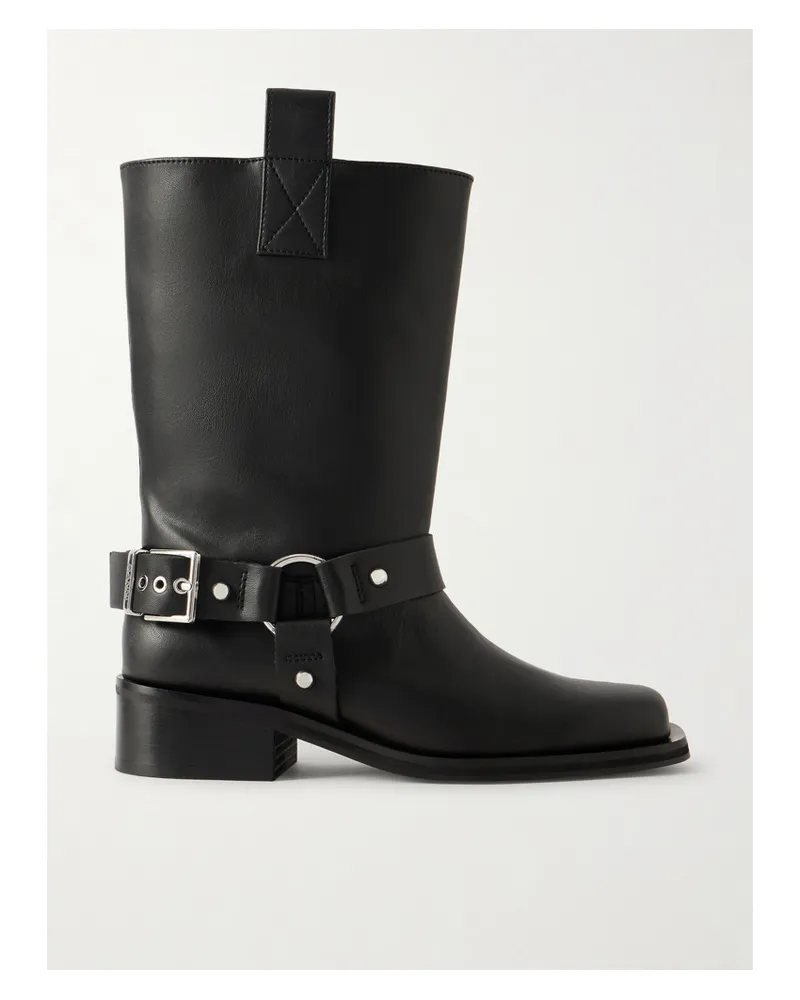 Ganni Buckled Bikerstiefel - Schwarz Schwarz
