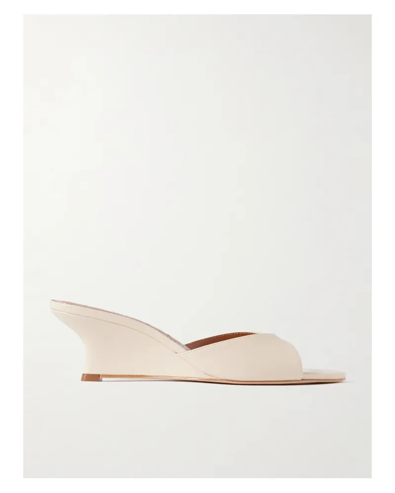 STAUD Brigitte Leather Wedge Mules - Cream Cream