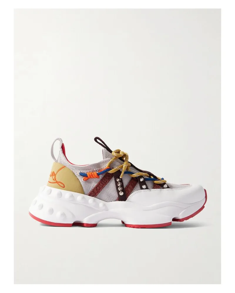 Christian Louboutin Trailrun Sneakers Aus Mesh, Leder Und Neopren Mit Nieten - Mehrfarbig Mehrfarbig